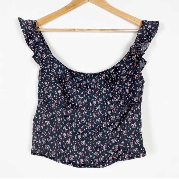 FREE PEOPLE Stay With You Ruffled Crop Top Black - Picture 3 of 8